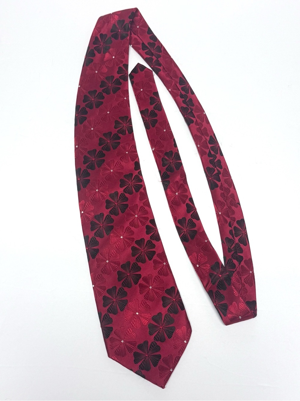 Steve Harvey Collection Silk Tie Red Black Floral Jacquard Y2K Statement Necktie